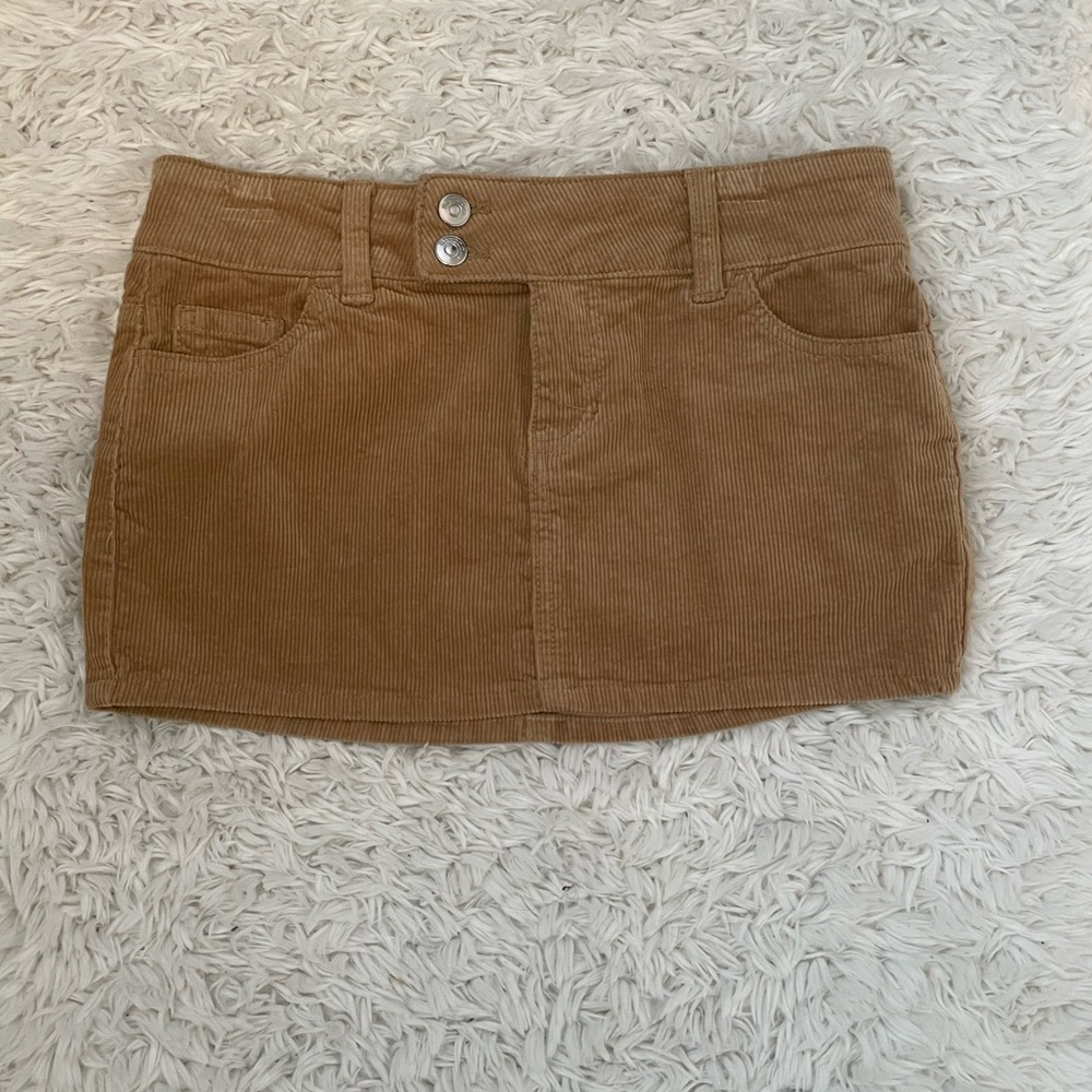 H&M Y2K style Brown Corduroy Low-Waisted Mini Skirt